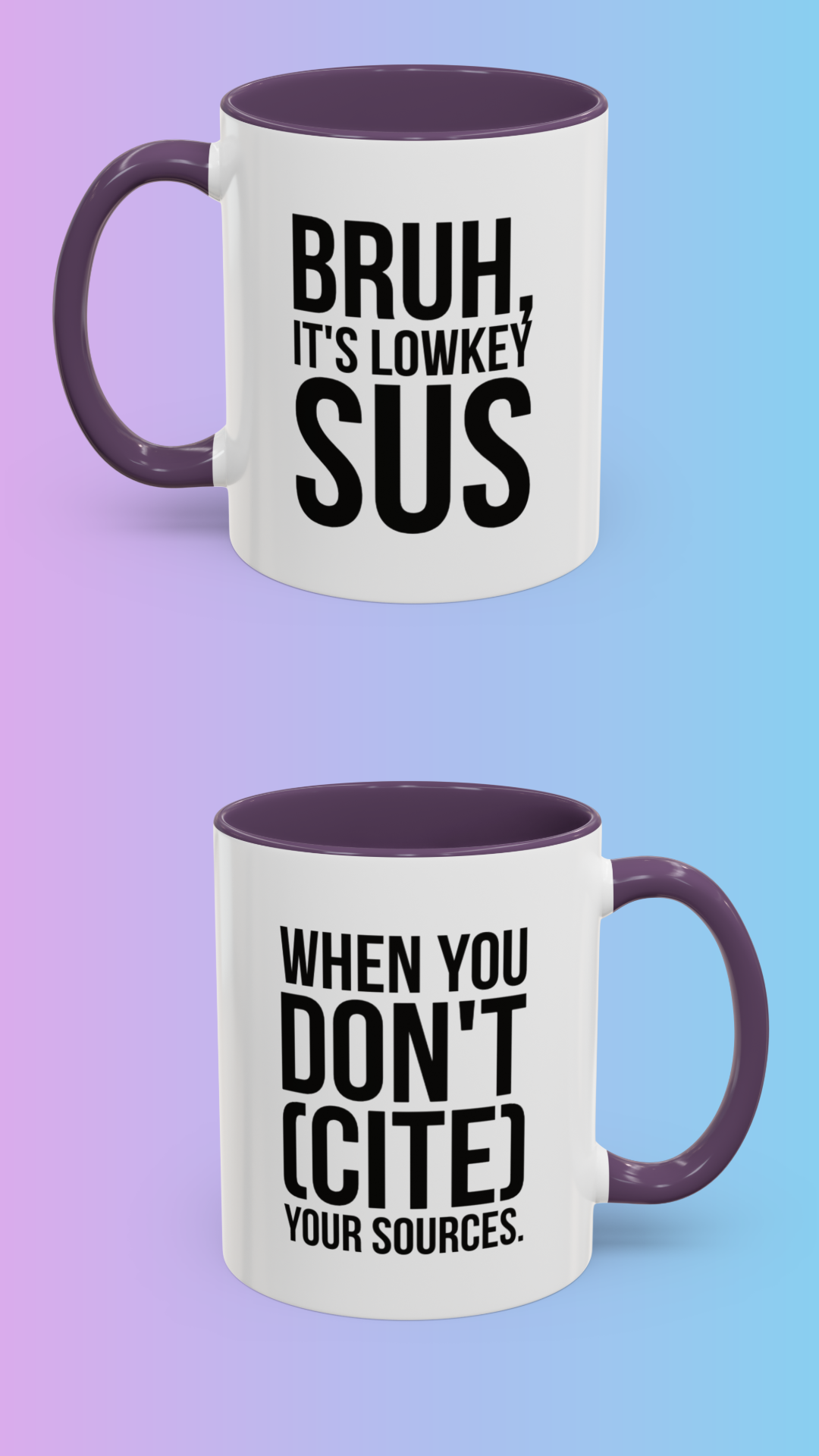 Bruh... It's Lowkey Sus — Accent Coffee Mug (Academic/Teacher Humor) - Nensensical