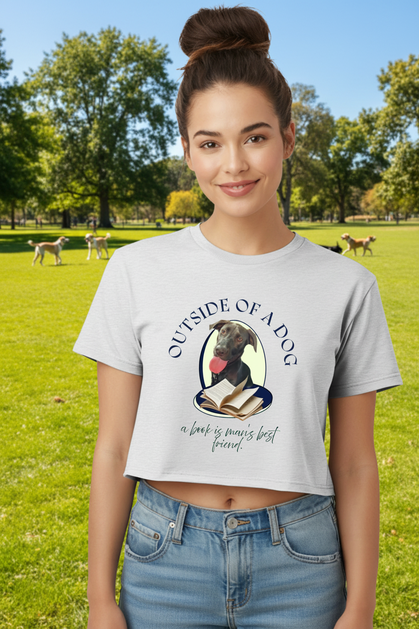 Book Lover Dog Lover T-Shirt — "Outside of a Dog a Book / Inside of a Dog It's Too Dark to Read" Boxy Tee - Nensensical