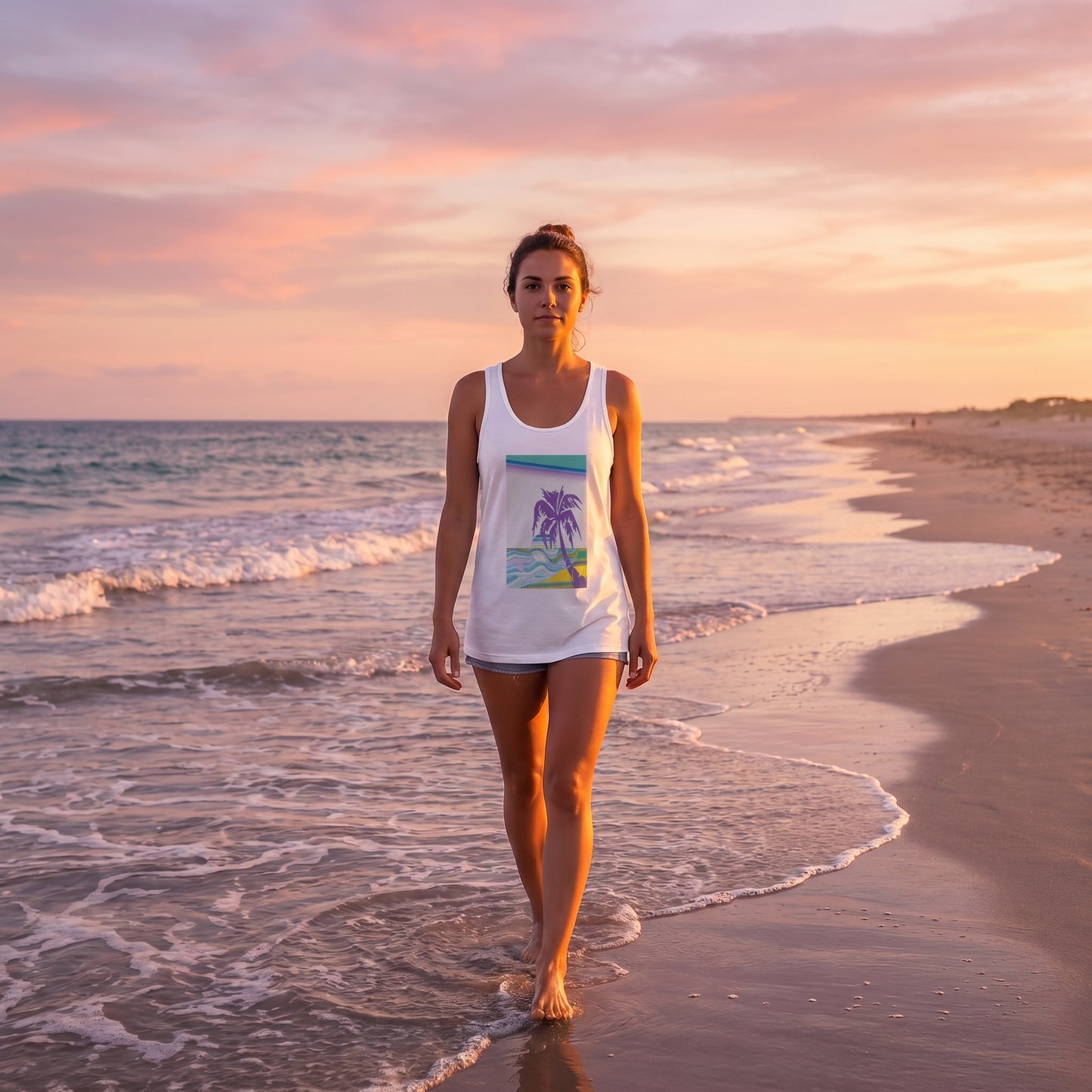 Summer Sunset Vibes Tank Top – Retro Palm Beach Graphic