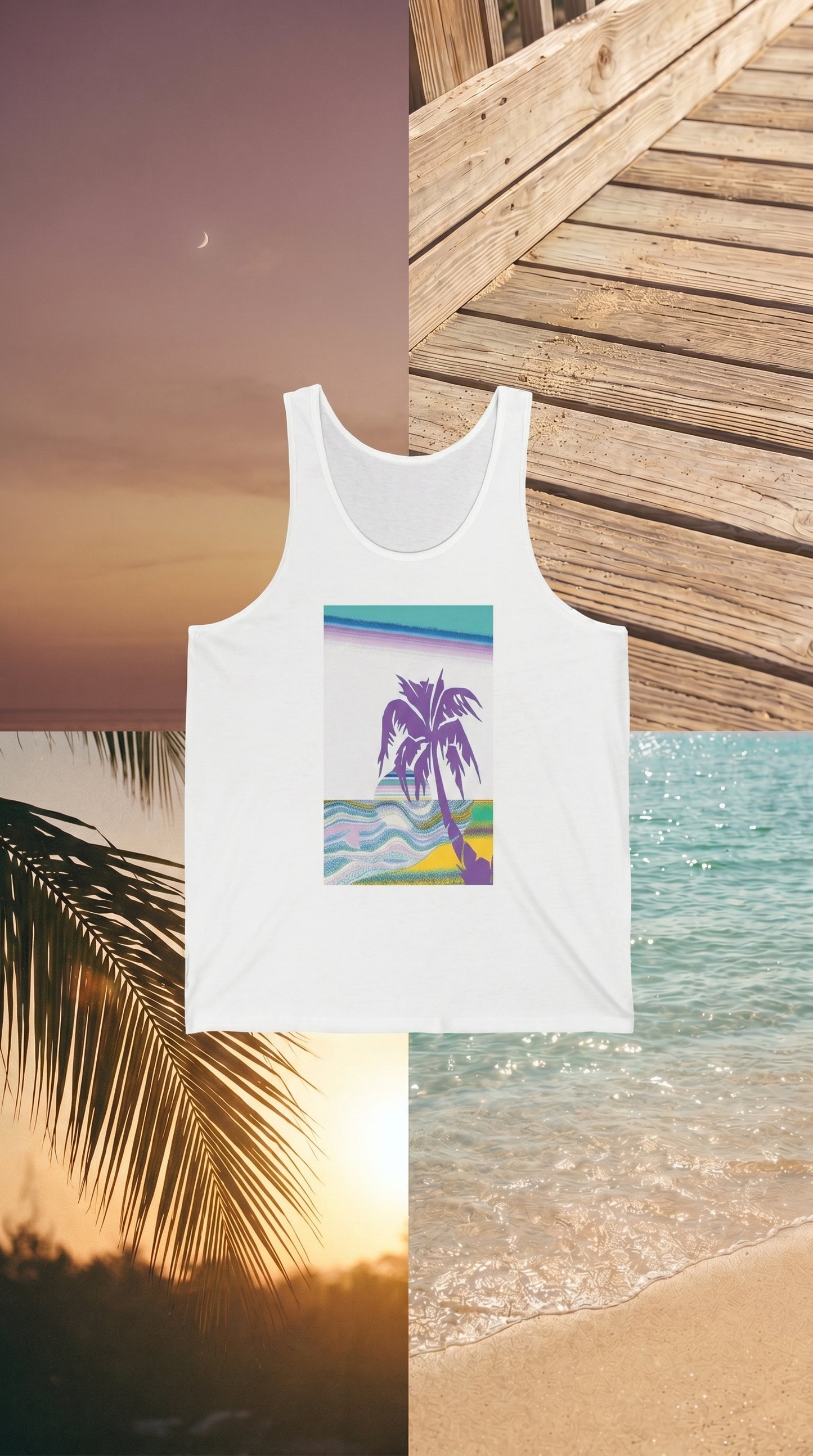 Summer Sunset Vibes Tank Top – Retro Palm Beach Graphic