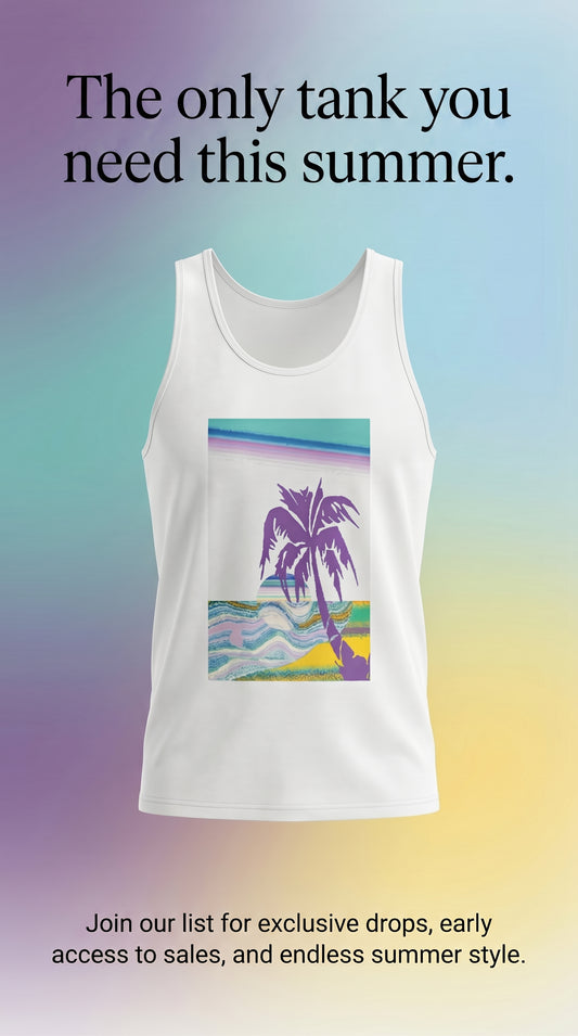 Summer Sunset Vibes Tank Top – Retro Palm Beach Graphic