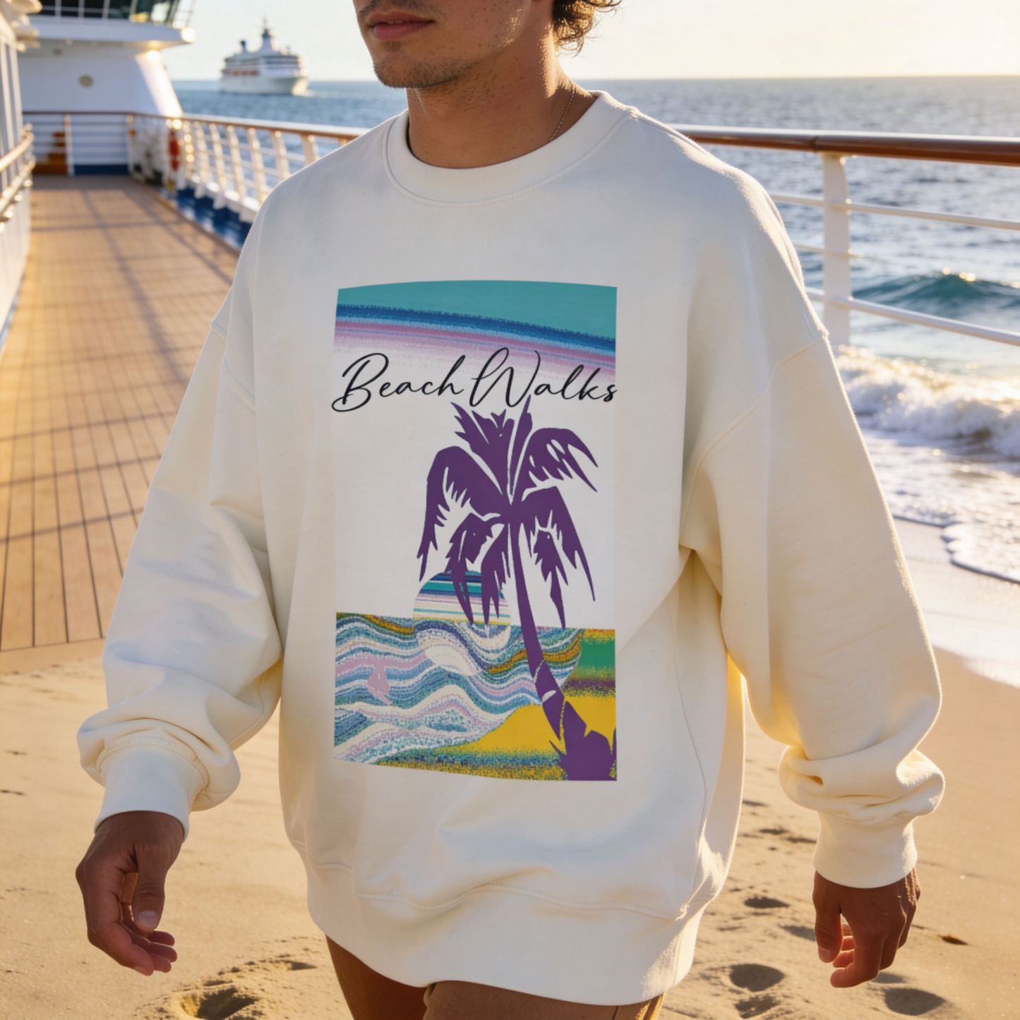 Beach Walks Crewneck Sweatshirt — Breezy Coastal Vibes