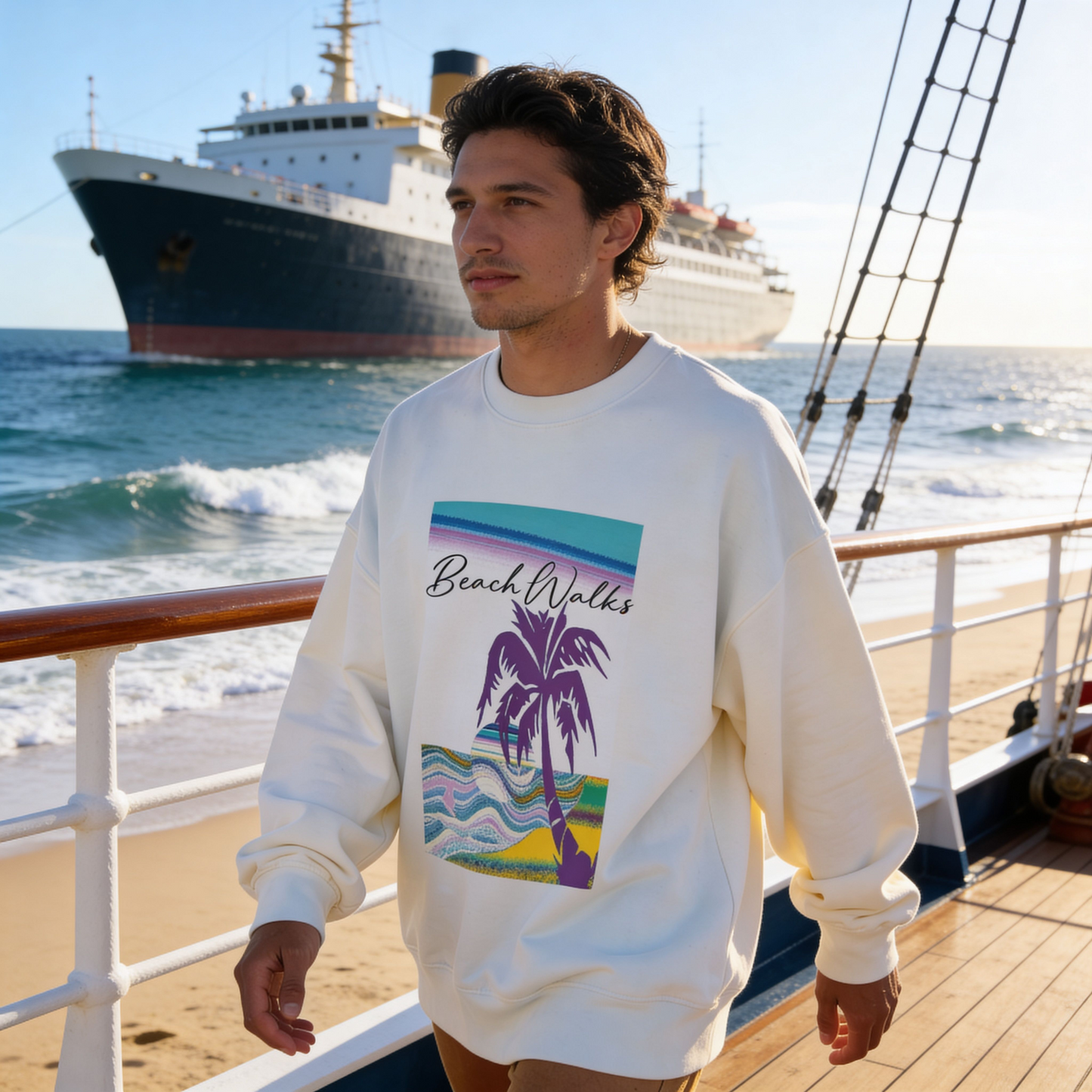 Beach Walks Crewneck Sweatshirt — Breezy Coastal Vibes