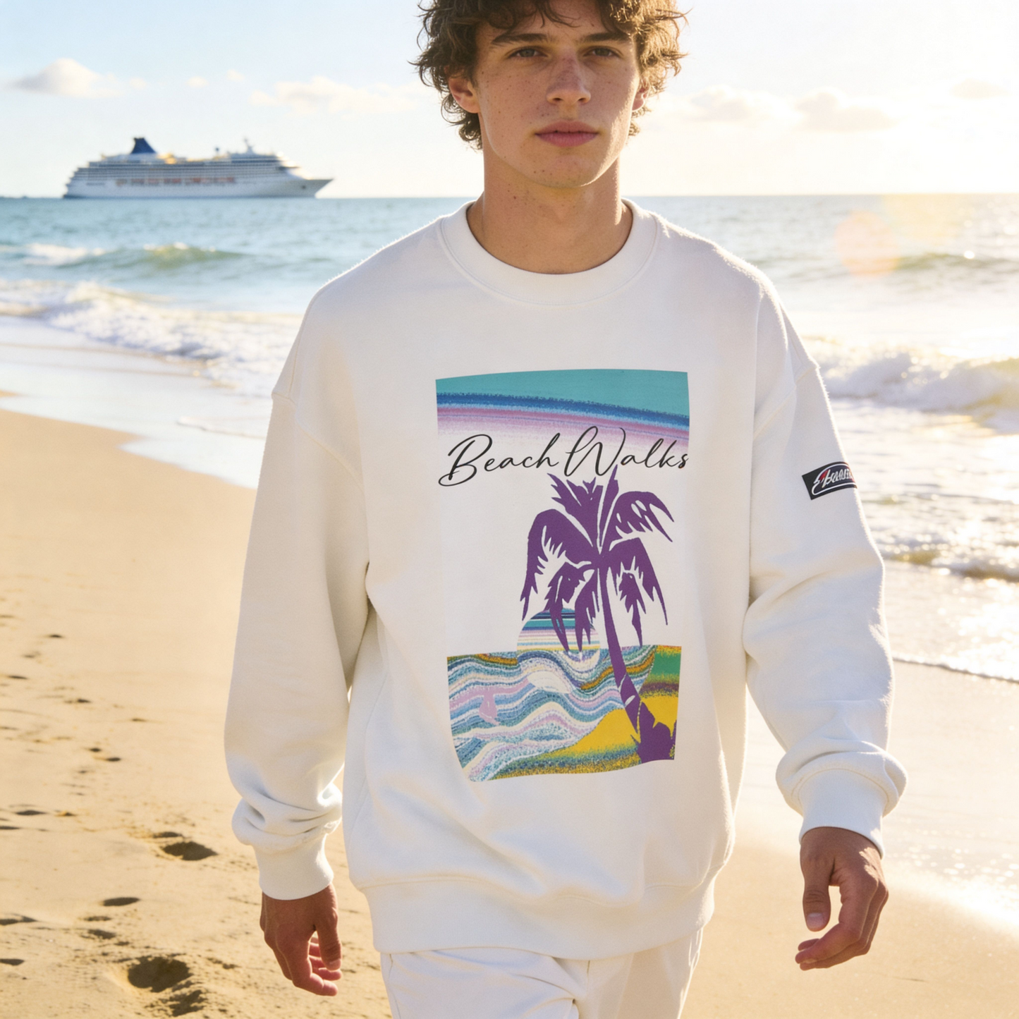 Beach Walks Crewneck Sweatshirt — Breezy Coastal Vibes