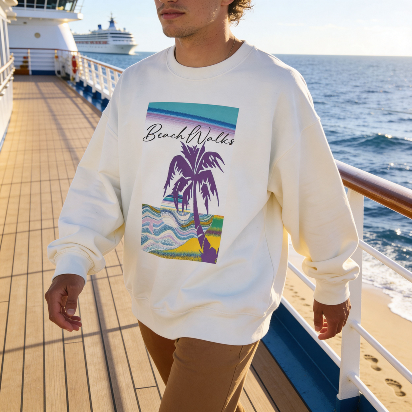 Beach Walks Crewneck Sweatshirt — Breezy Coastal Vibes