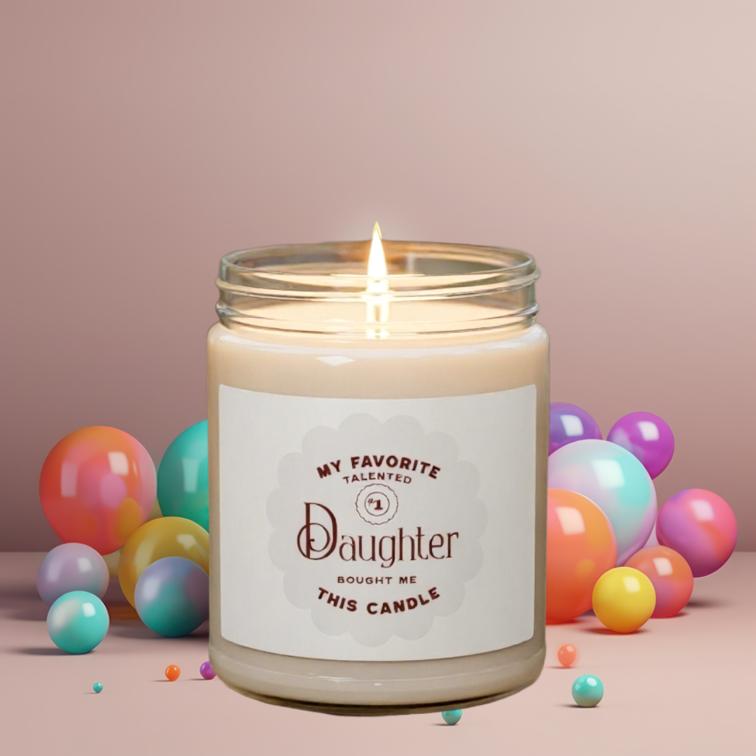 Burgundy and Grey Mom Scented Soy Candle 9oz Gift from Daughter