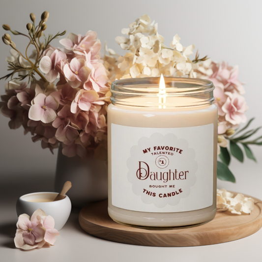 Burgundy and Grey Mom Scented Soy Candle 9oz Gift from Daughter