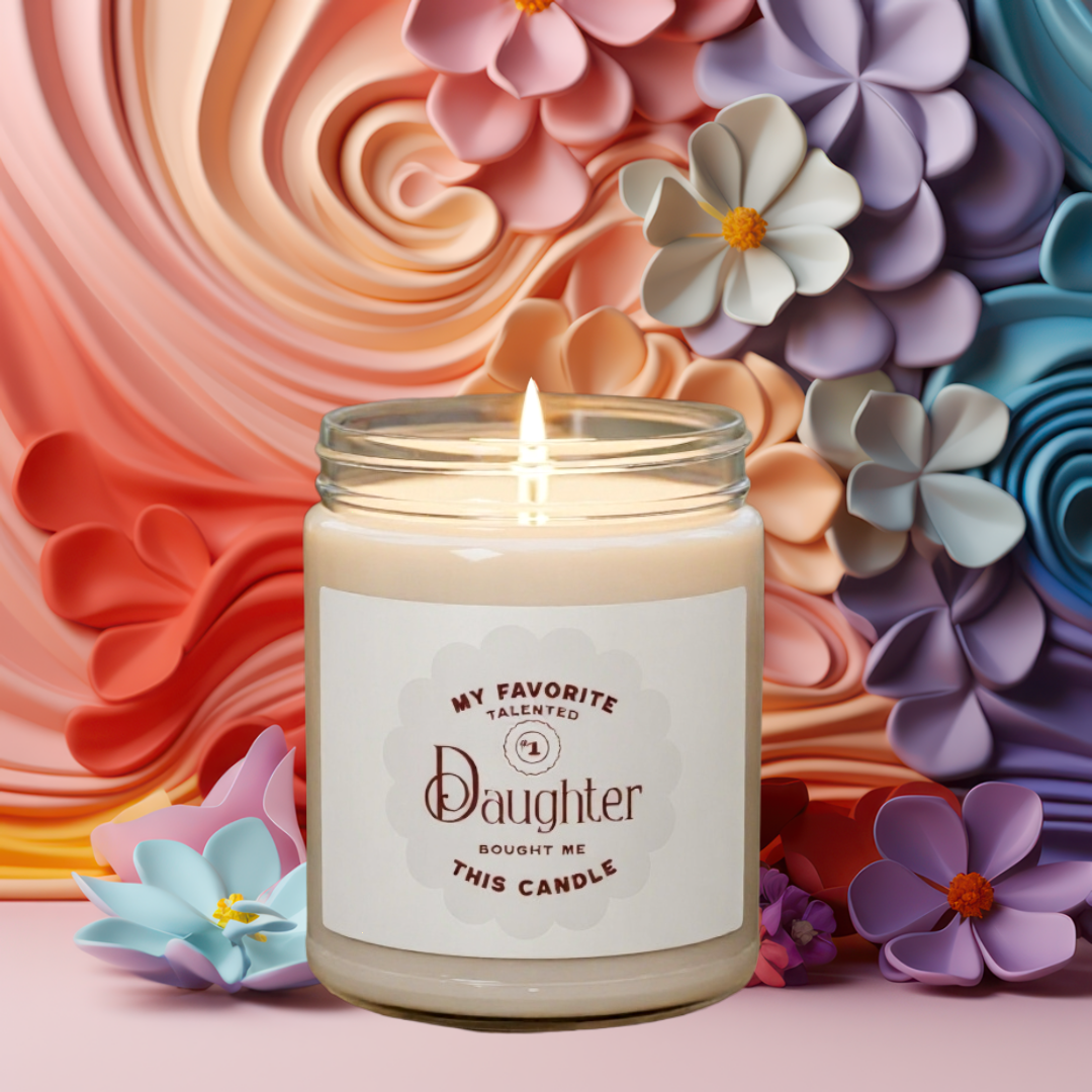 Burgundy and Grey Mom Scented Soy Candle 9oz Gift from Daughter