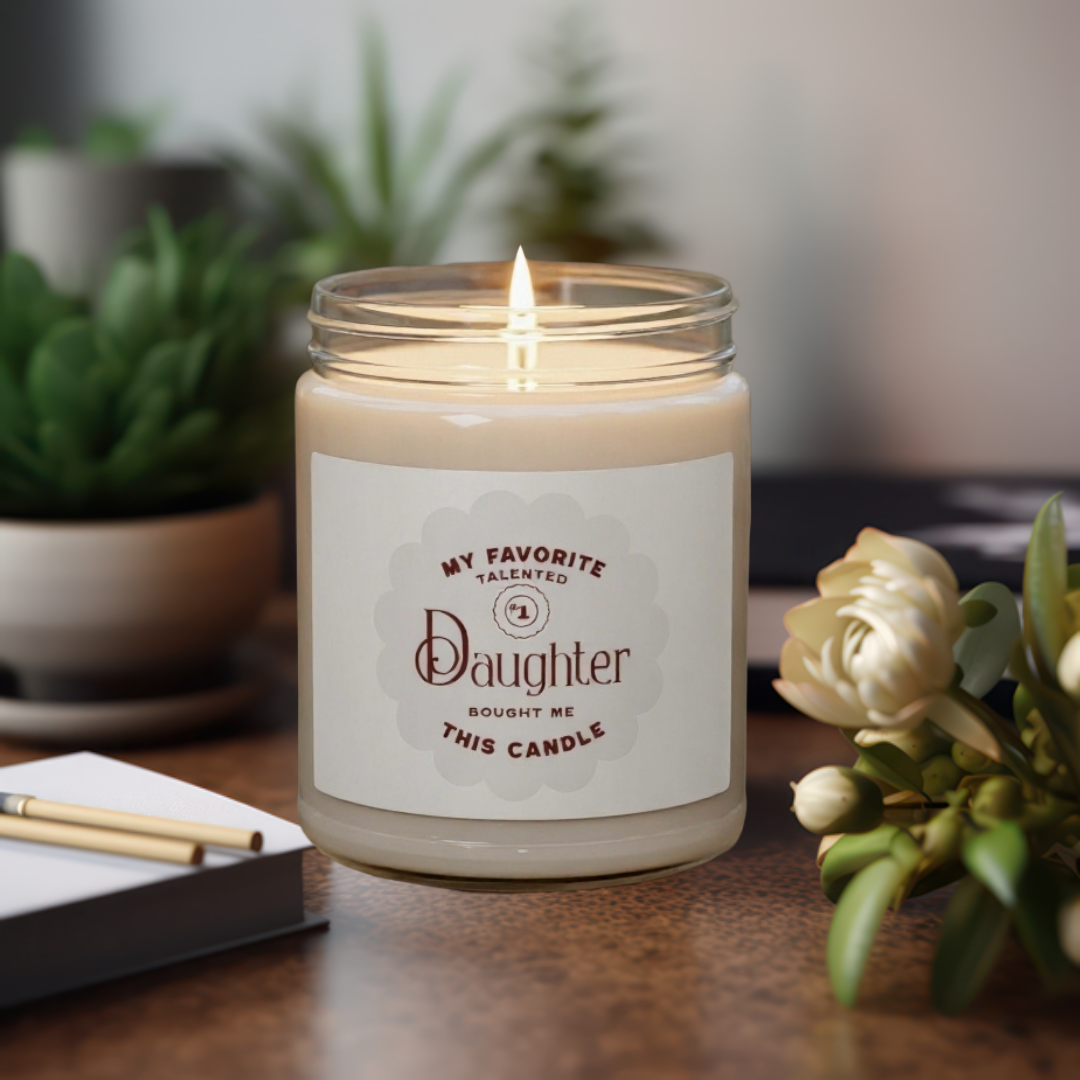 Burgundy and Grey Mom Scented Soy Candle 9oz Gift from Daughter