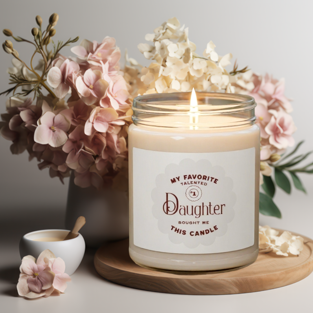 Burgundy and Grey Mom Scented Soy Candle 9oz Gift from Daughter