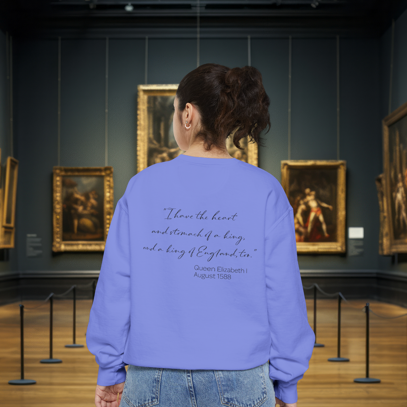 Queen Elizabeth I Portrait Sweatshirt – Historical Quote Graphic Crewneck