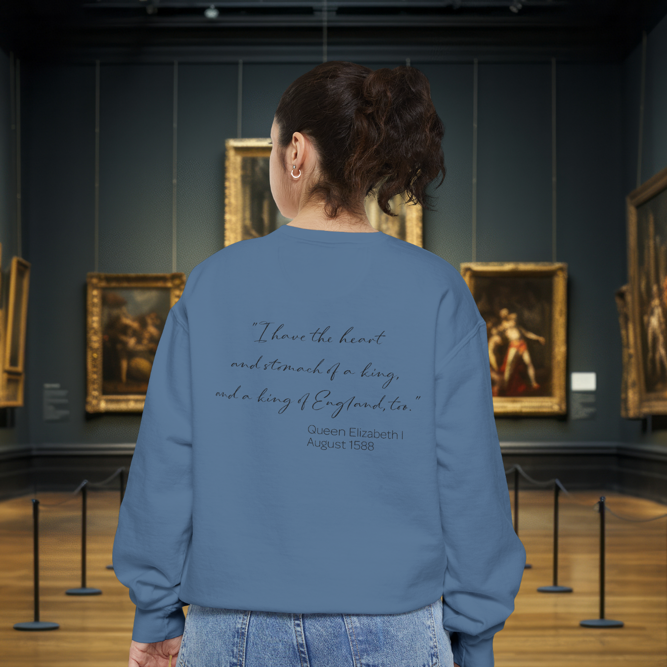 Queen Elizabeth I Portrait Sweatshirt – Historical Quote Graphic Crewneck