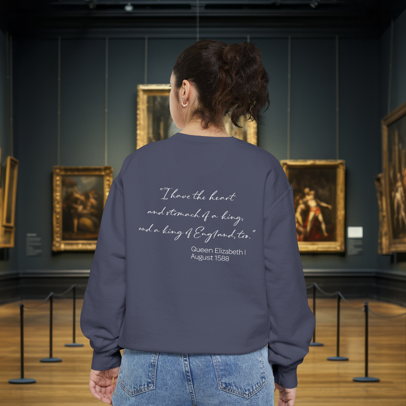 Queen Elizabeth I Portrait Sweatshirt – Historical Quote Graphic Crewneck