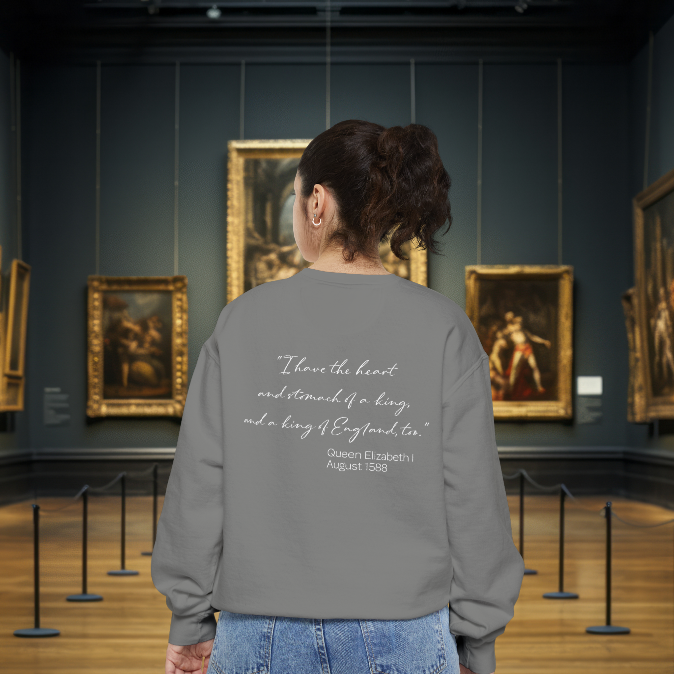 Queen Elizabeth I Portrait Sweatshirt – Historical Quote Graphic Crewneck