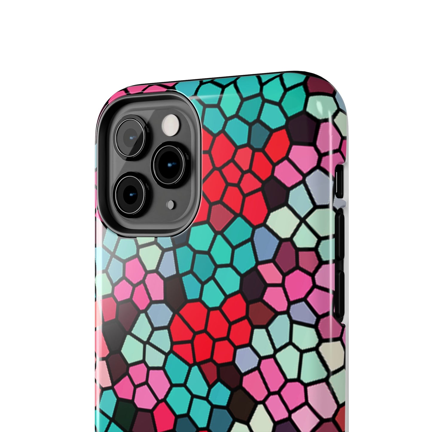 Mosaic Colorblock Tough Phone Case — Vibrant Stained-Glass Protective Cover