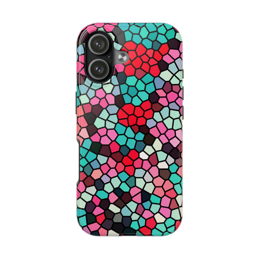 Mosaic Colorblock Tough Phone Case — Vibrant Stained-Glass Protective Cover