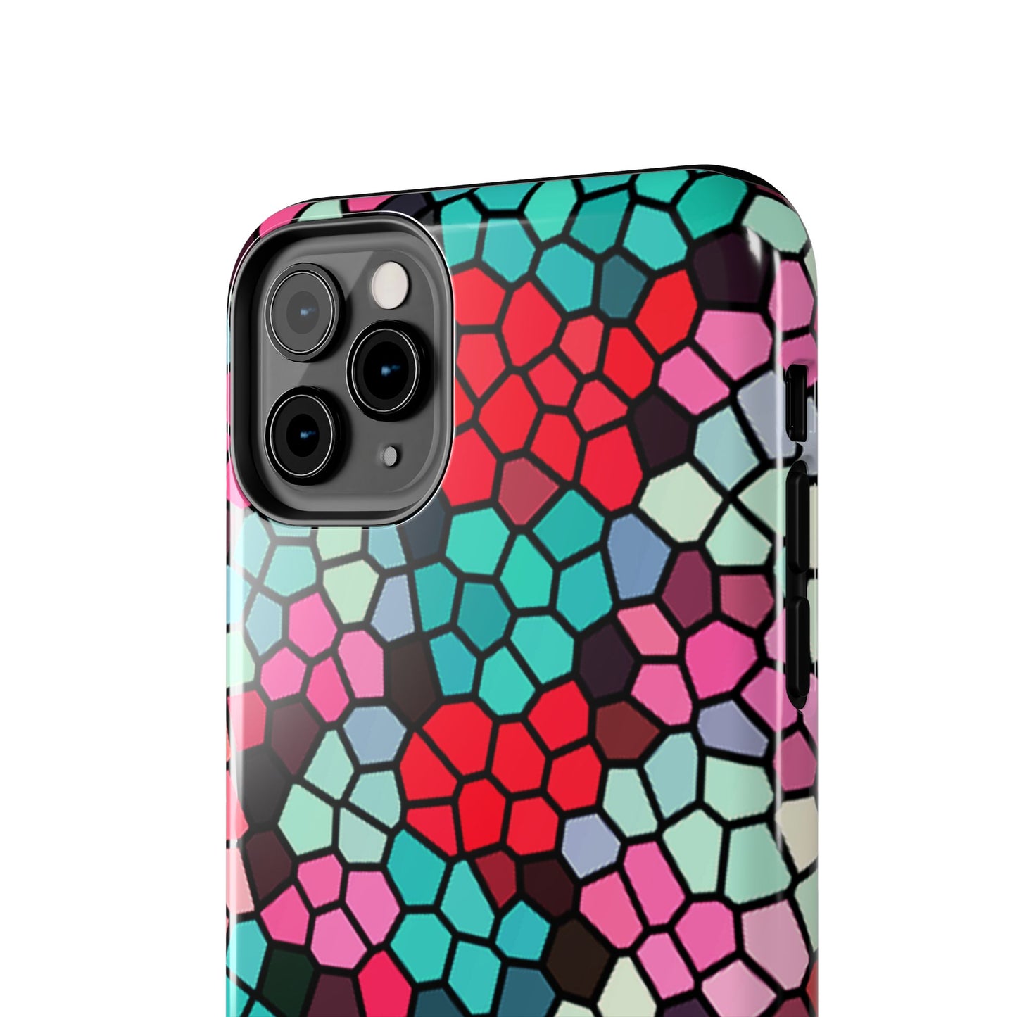 Mosaic Colorblock Tough Phone Case — Vibrant Stained-Glass Protective Cover