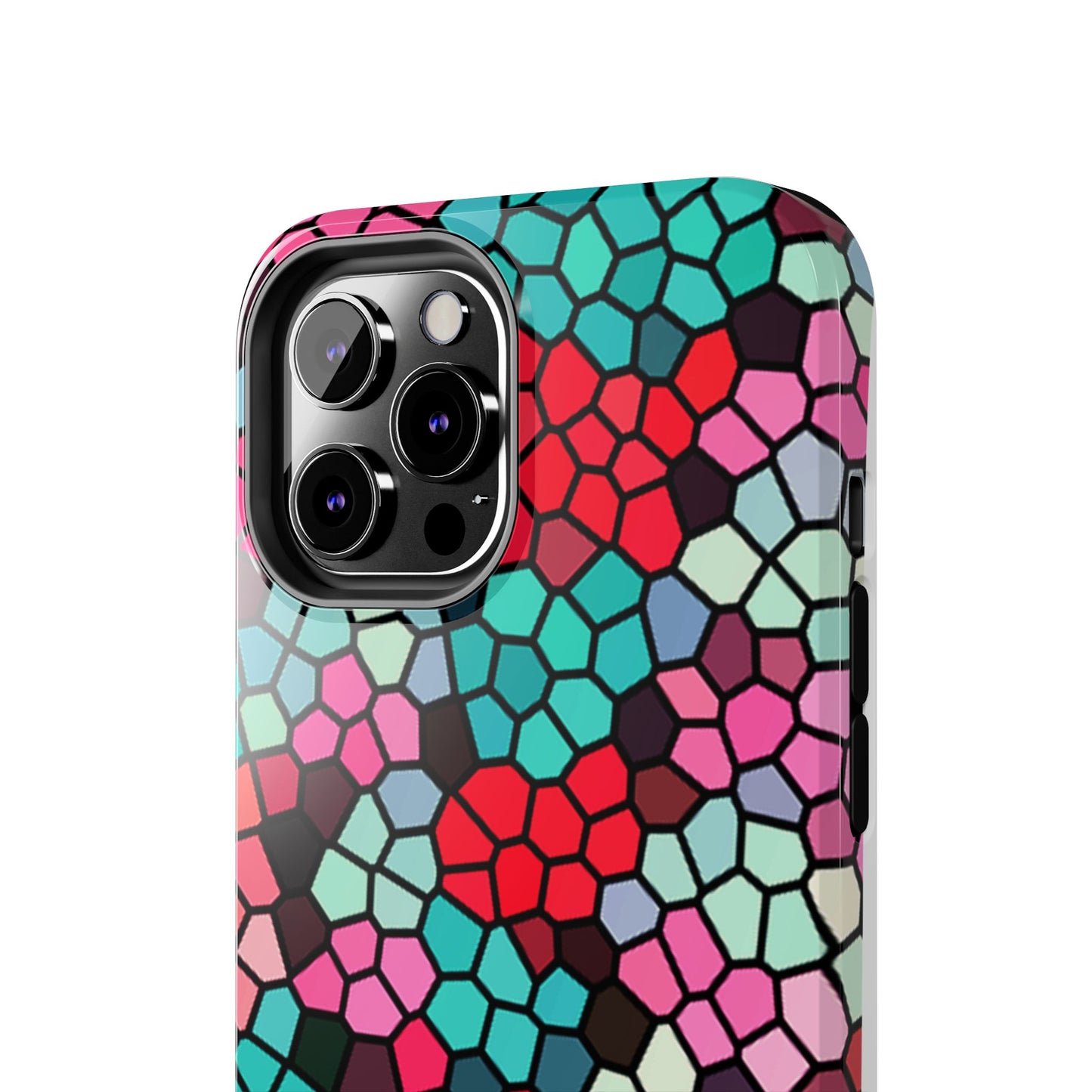 Mosaic Colorblock Tough Phone Case — Vibrant Stained-Glass Protective Cover