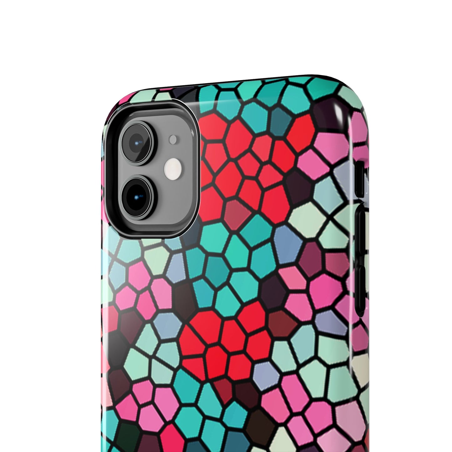 Mosaic Colorblock Tough Phone Case — Vibrant Stained-Glass Protective Cover