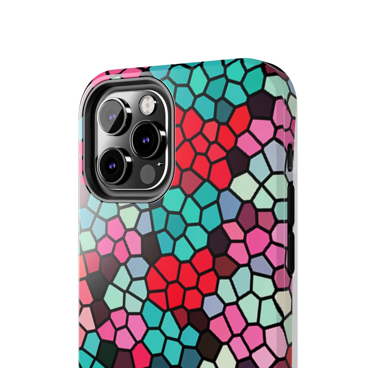 Mosaic Colorblock Tough Phone Case — Vibrant Stained-Glass Protective Cover