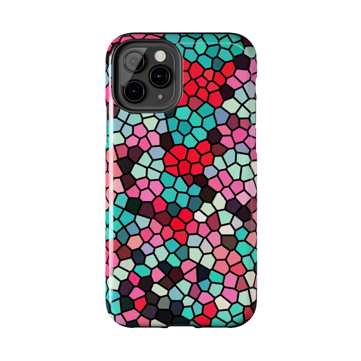 Mosaic Colorblock Tough Phone Case — Vibrant Stained-Glass Protective Cover