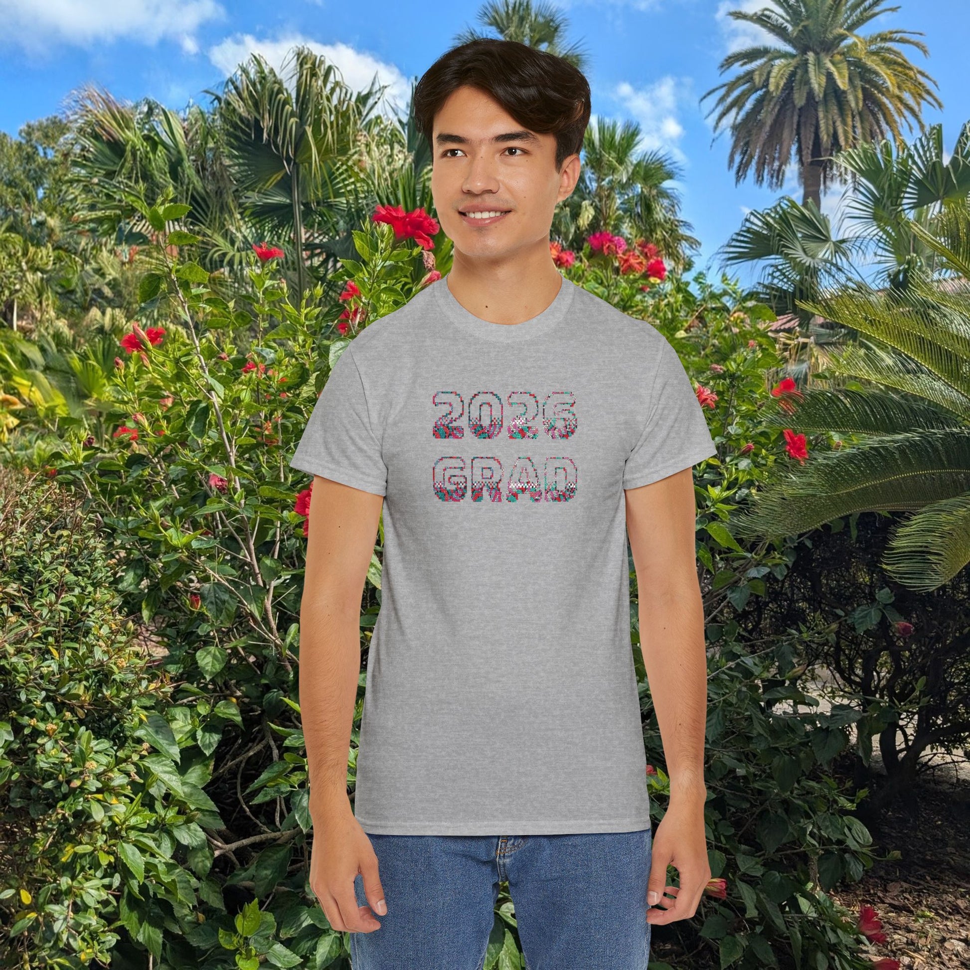 2026 Pixelated Grad T-Shirt Team Supporter — Personalized Back Name Senior Class Tee - Nensensical