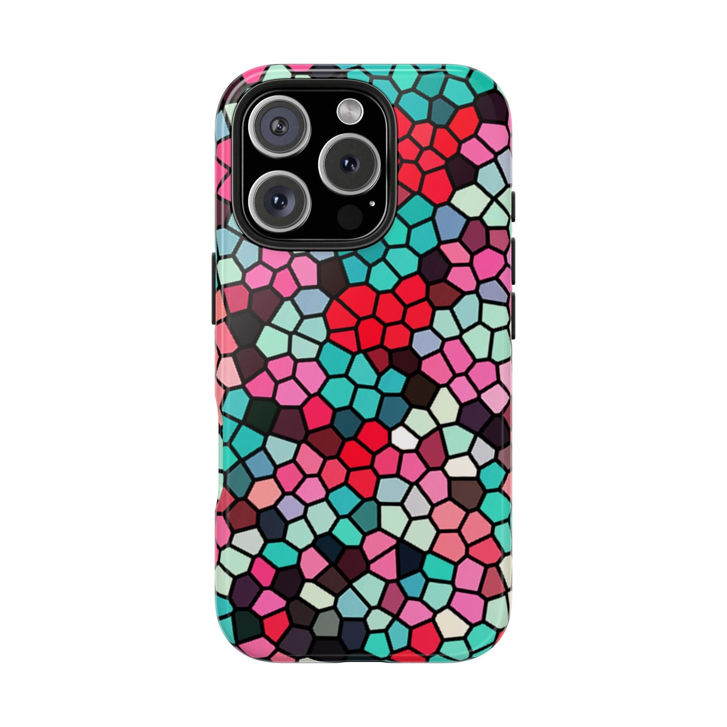 Mosaic Colorblock Tough Phone Case — Vibrant Stained-Glass Protective Cover