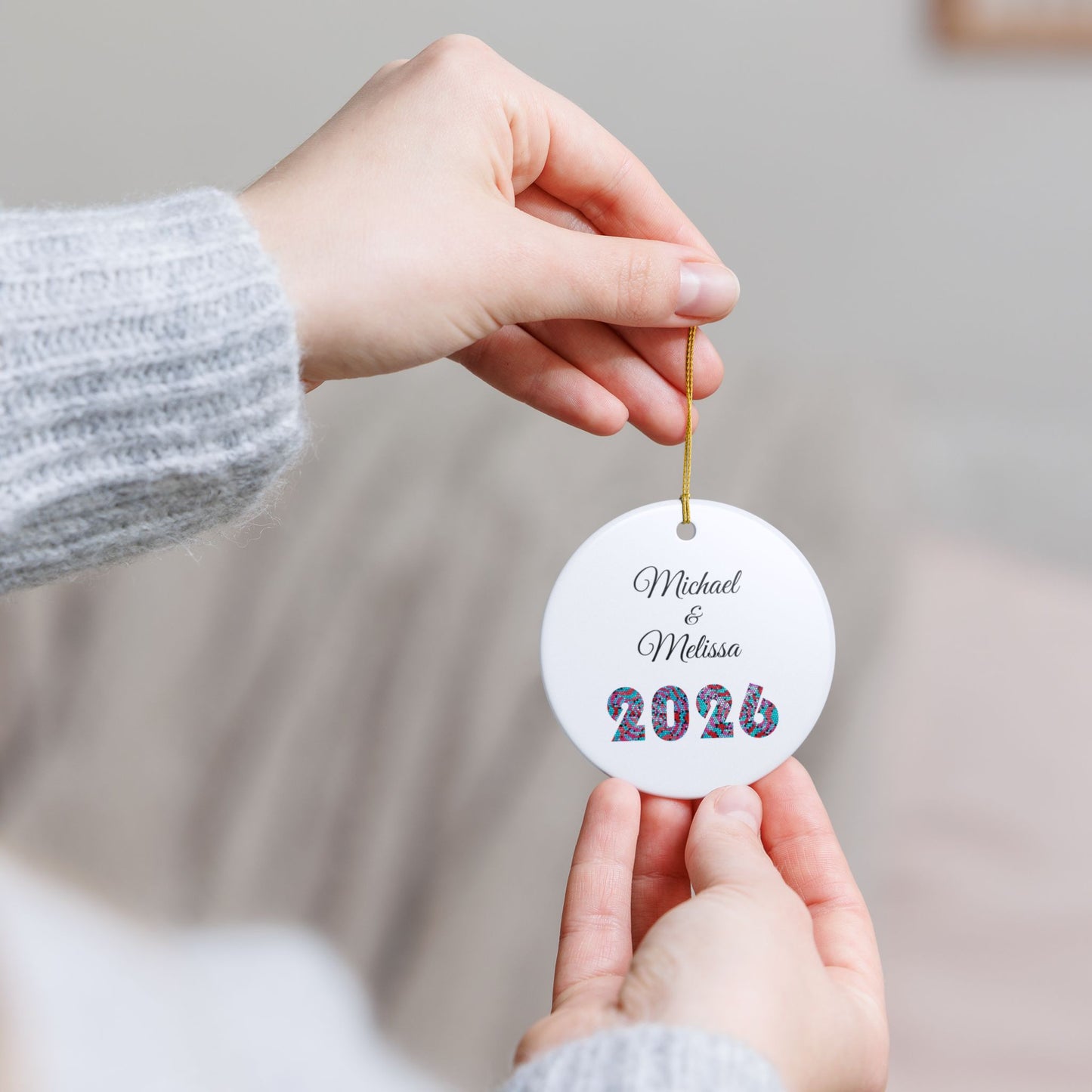 Personalized Photo Heart Ornament – Custom Names & 2026 Keepsake