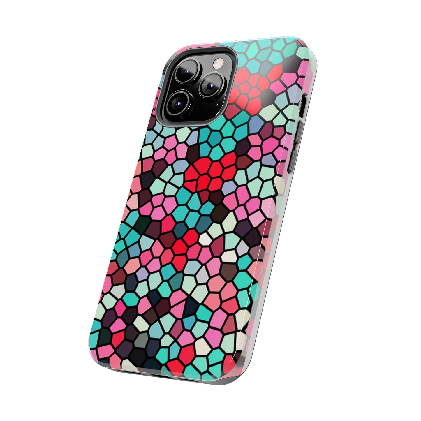 Mosaic Colorblock Tough Phone Case — Vibrant Stained-Glass Protective Cover