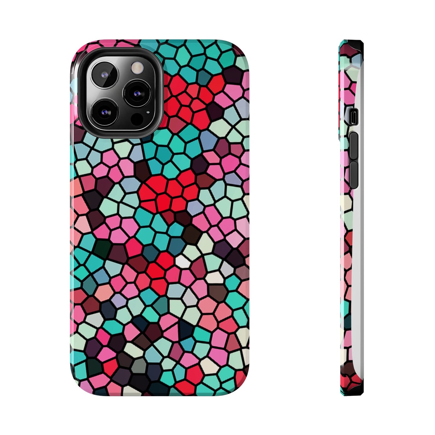 Mosaic Colorblock Tough Phone Case — Vibrant Stained-Glass Protective Cover