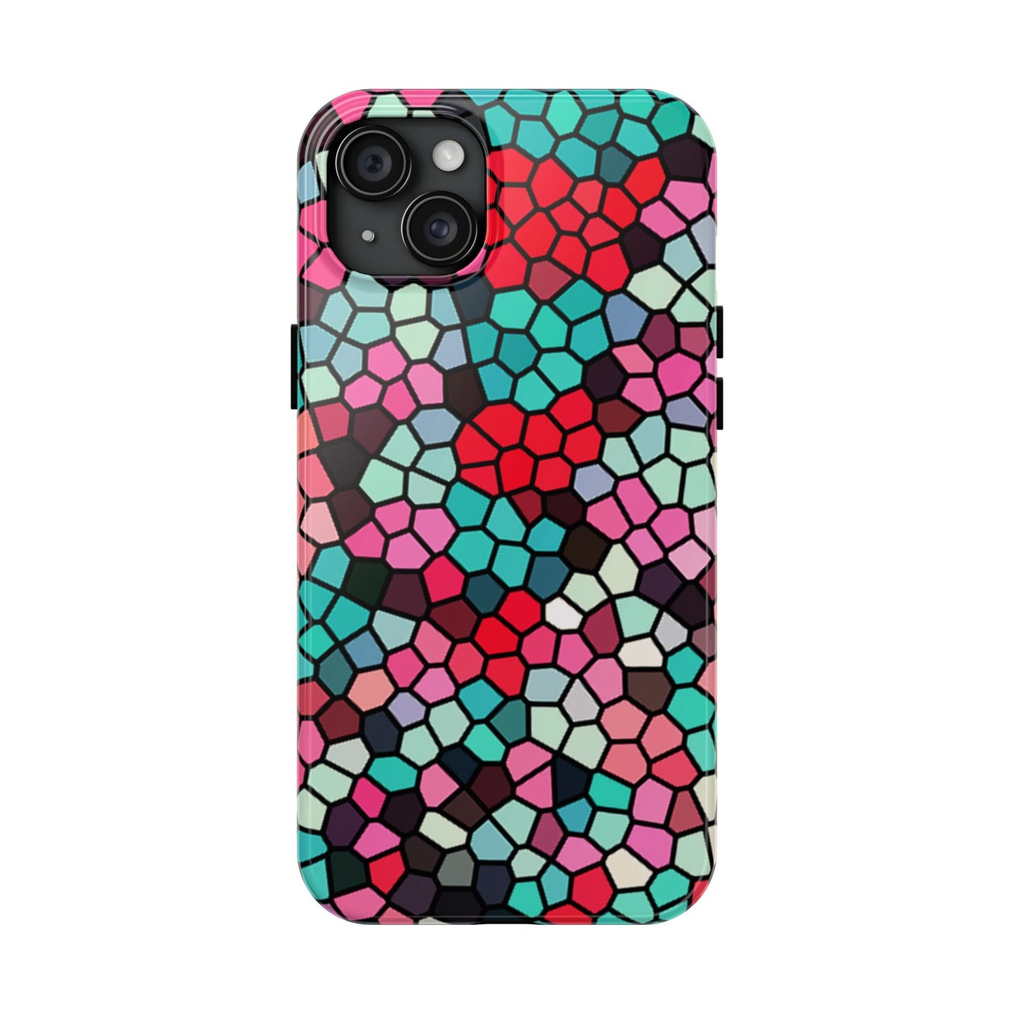 Mosaic Colorblock Tough Phone Case — Vibrant Stained-Glass Protective Cover