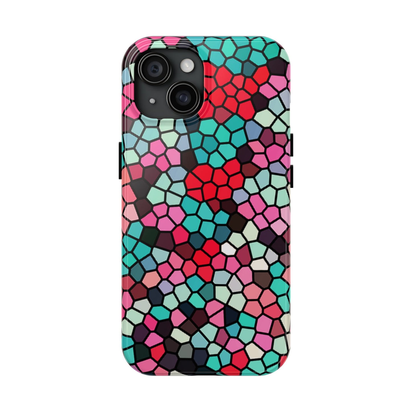 Mosaic Colorblock Tough Phone Case — Vibrant Stained-Glass Protective Cover