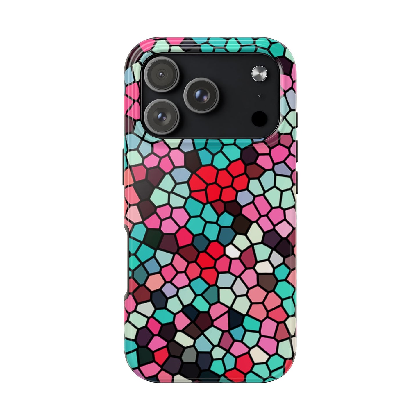 Mosaic Colorblock Tough Phone Case — Vibrant Stained-Glass Protective Cover
