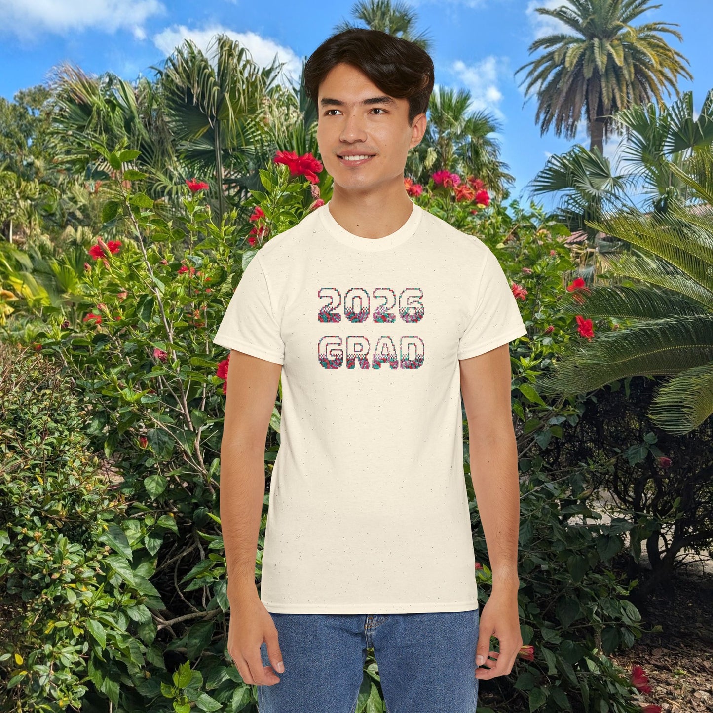 2026 Pixelated Grad T-Shirt Team Supporter — Personalized Back Name Senior Class Tee - Nensensical