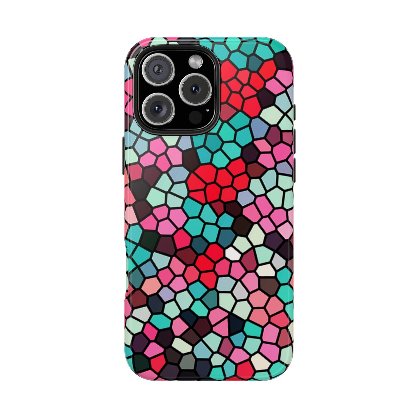 Mosaic Colorblock Tough Phone Case — Vibrant Stained-Glass Protective Cover