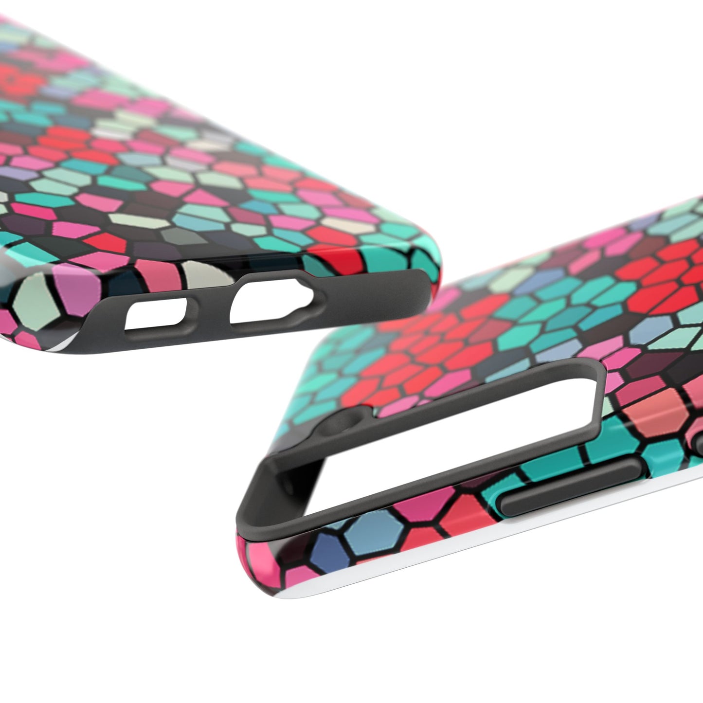 Mosaic Colorblock Tough Phone Case — Vibrant Stained-Glass Protective Cover