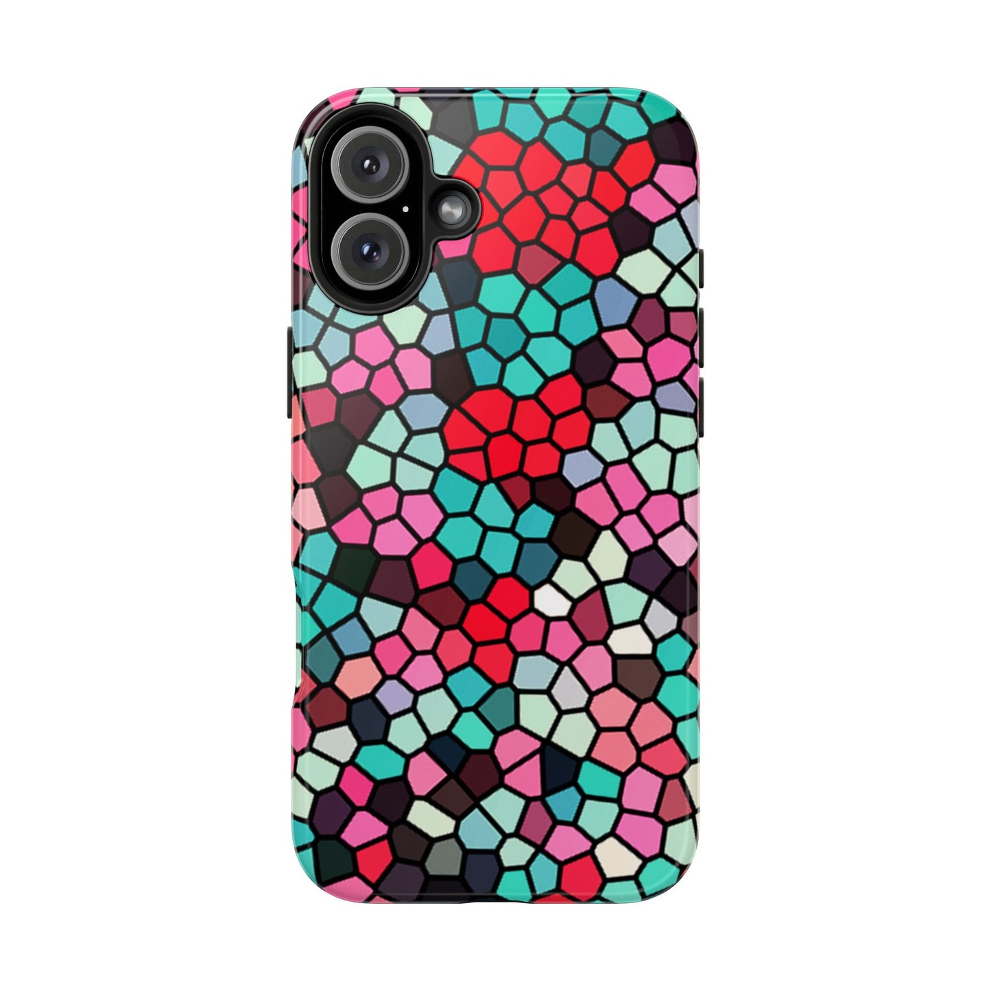 Mosaic Colorblock Tough Phone Case — Vibrant Stained-Glass Protective Cover