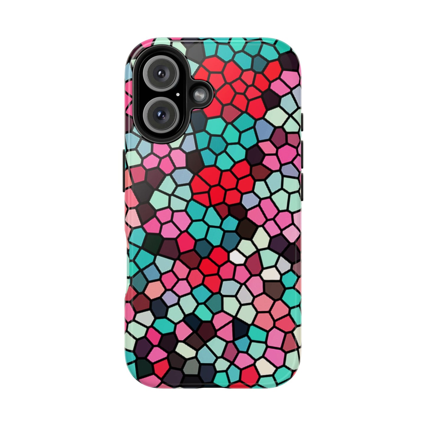 Mosaic Colorblock Tough Phone Case — Vibrant Stained-Glass Protective Cover