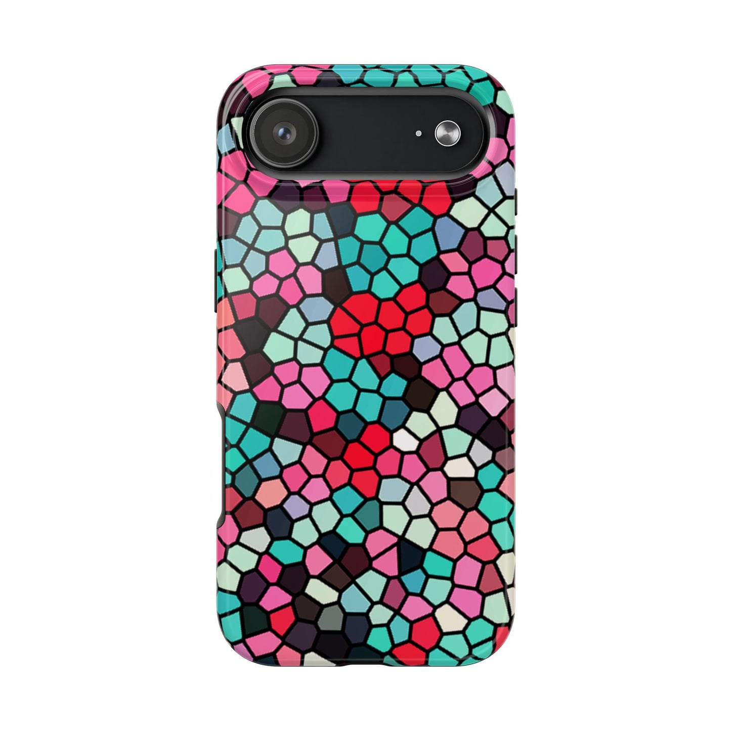 Mosaic Colorblock Tough Phone Case — Vibrant Stained-Glass Protective Cover