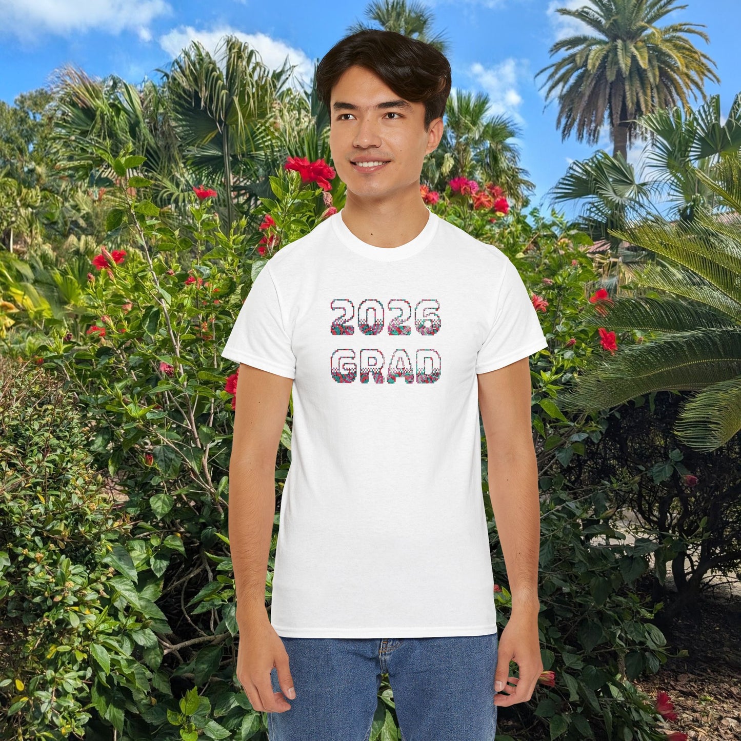 2026 Pixelated Grad T-Shirt Team Supporter — Personalized Back Name Senior Class Tee - Nensensical