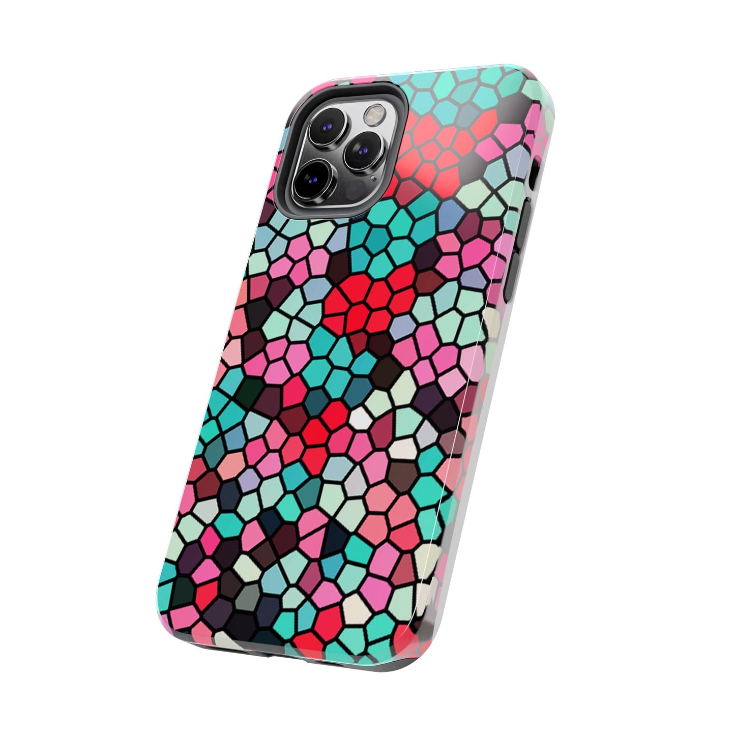 Mosaic Colorblock Tough Phone Case — Vibrant Stained-Glass Protective Cover